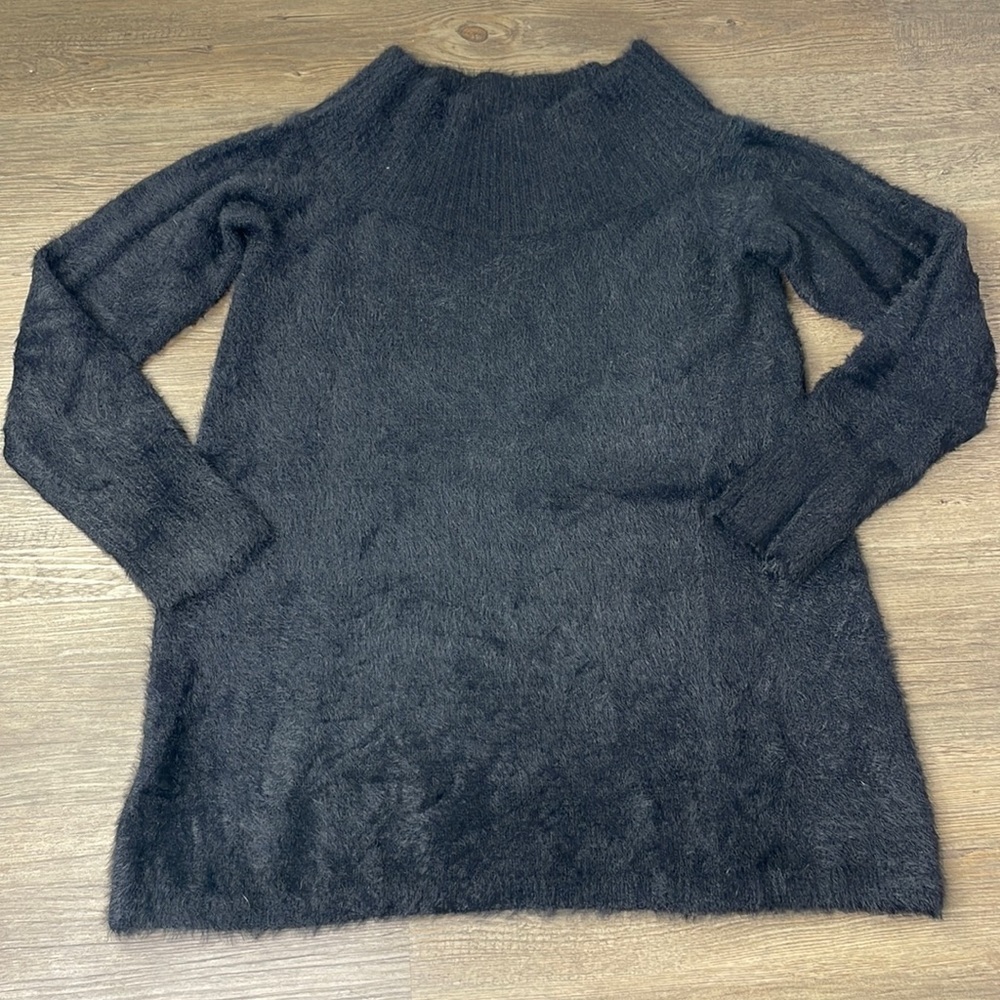 Loft Fuzzy Black Long Sleeve Sweater, size small